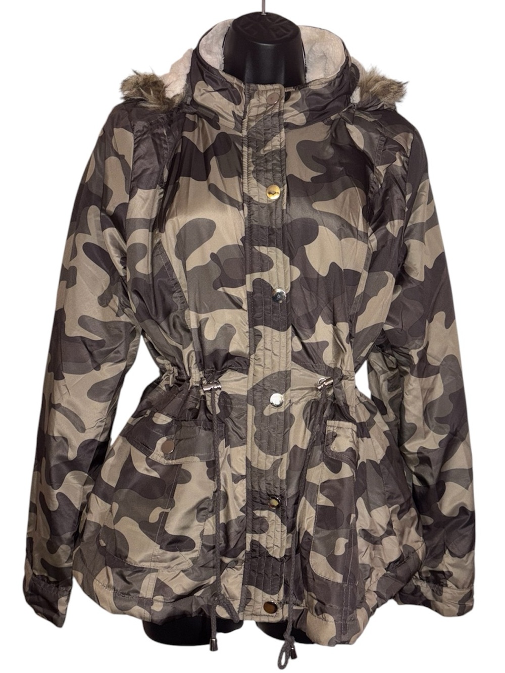 Ashley by 26 International Jacket Sherpa Lined Camo Removable Hood Women’s XL